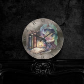 Hexerei | Pastel Spellbook Tomen und Kristallball Runde Wanduhr