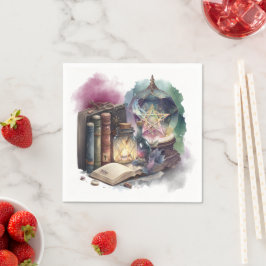 Hexerei | Pastel Spellbook Tomen und Kristallball Serviette