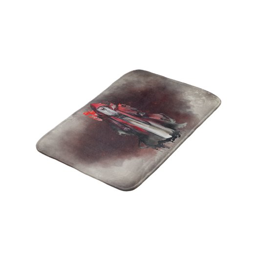 Hexerei | Rote Hexe mit dunklen bösen gotischen Sc Badematte (Schrägansicht)