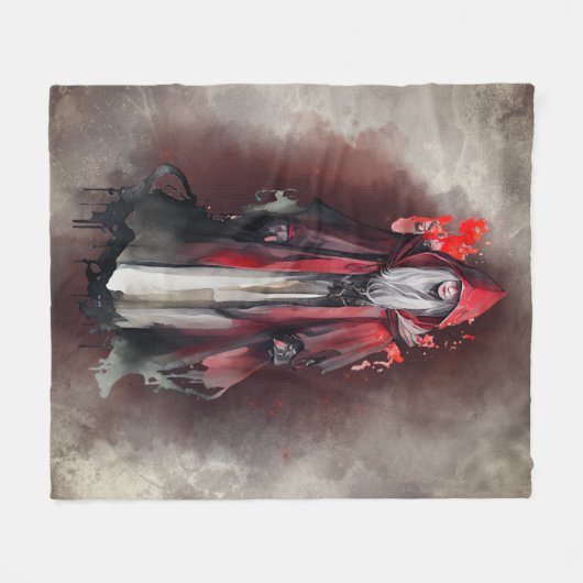 Hexerei | Rote Hexe mit dunklen bösen gotischen Sc Fleecedecke (Vorderseite (Horizontal))