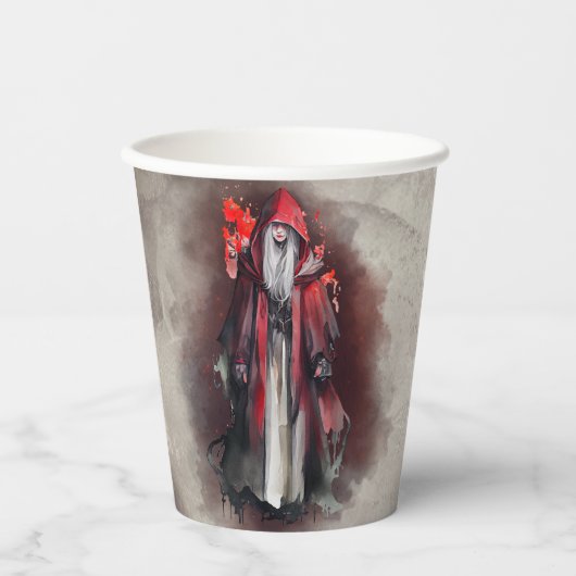 Hexerei | Rote Hexe mit dunklen bösen gotischen Sc Pappbecher (Vorderseite)