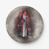 Hexerei | Rote Hexe mit dunklen bösen gotischen Sc Pappteller (Vorderseite)