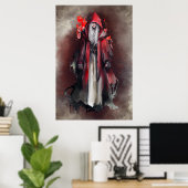 Hexerei | Rote Hexe mit dunklen bösen gotischen Sc Poster (Heimbüro)