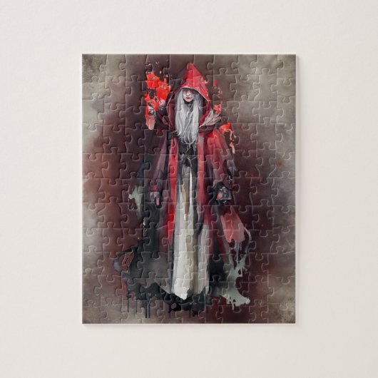 Hexerei | Rote Hexe mit dunklen bösen gotischen Sc Puzzle (Vertikal)