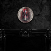 Hexerei | Rote Hexe mit dunklen bösen gotischen Sc Runde Wanduhr