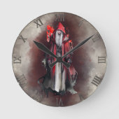 Hexerei | Rote Hexe mit dunklen bösen gotischen Sc Runde Wanduhr (Vorderseite)