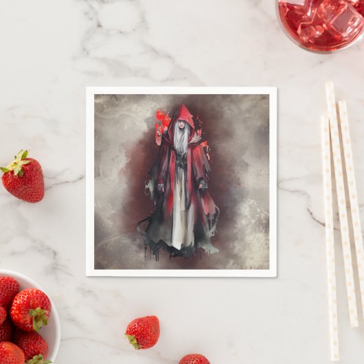 Hexerei | Rote Hexe mit dunklen bösen gotischen Sc Serviette (Beispiel)