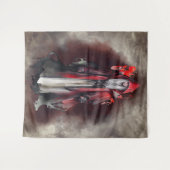 Hexerei | Rote Hexe mit dunklen bösen gotischen Sc Wandteppich (Vorderseite (Horizontal))