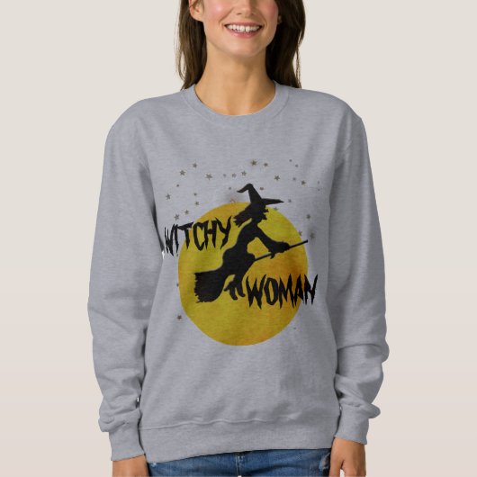 Hexerei Silhouette Flying Hexon Moon Stars Sweatshirt (Vorderseite)