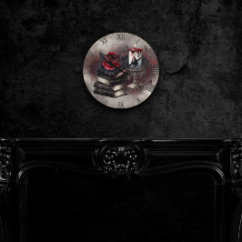 Hexerei | Spellbook-Gräber und Schädelkerze Runde Wanduhr