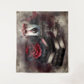 Hexerei | Spellbook-Gräber und Schädelkerze Wandteppich (Vorderseite)