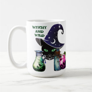 Hexerei und Wild - Halloween-Schwarzkatze und -Trä Kaffeetasse