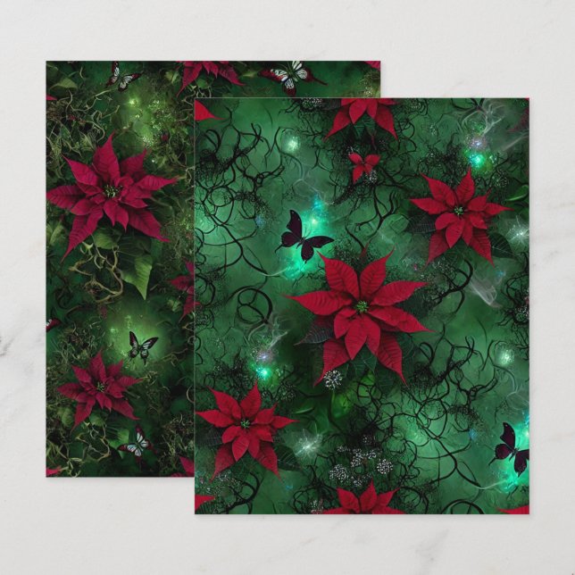 Hexerei Verzauberter Wald Poinsettia Scrapbook (Vorne/Hinten)