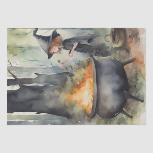 Hexerei Wasserfarben im Holzdekoupage Seidenpapier (Vorderseite)