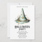 Hexerei Wizard Hat Kostüm Mint Halloween-Party Einladung (Vorderseite)