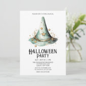 Hexerei Wizard Hat Kostüm Mint Halloween-Party Einladung (Stehend Vorderseite)