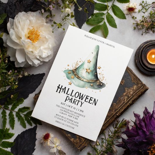 Hexerei Wizard Hat Kostüm Mint Halloween-Party Einladung