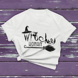 Hexerei Woman Black Cat Halloween Rotzunge Grafisc T-Shirt