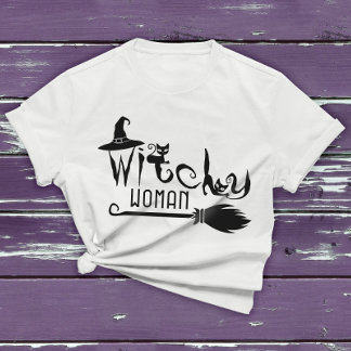 Hexerei Woman Black Cat Halloween Rotzunge Grafisc T-Shirt