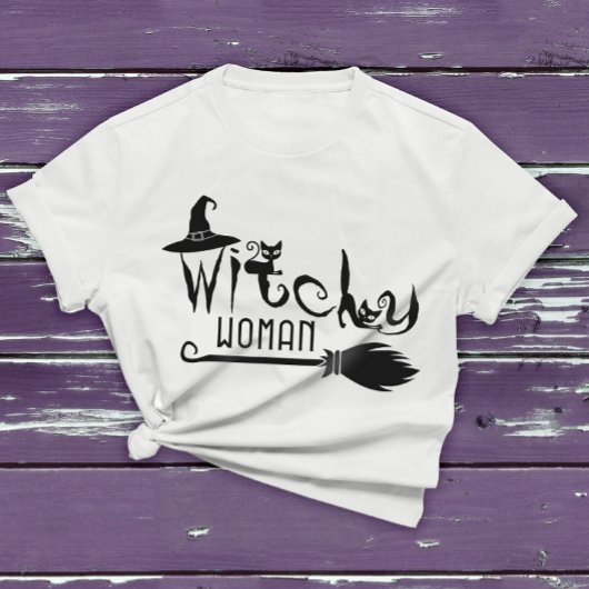 Hexerei Woman Black Cat Halloween Rotzunge Grafisc T-Shirt