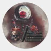 Hexerei | Zauberbücher und Kristallkugel Runder Aufkleber (Vorderseite)