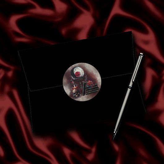 Hexerei | Zauberbücher und Kristallkugel Runder Aufkleber