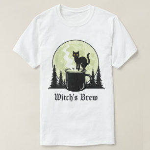 Hexe's Brew Black Cat Coffee Moon Design T-Shirt