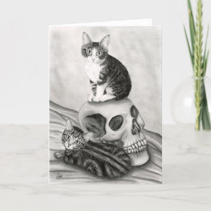 Hexe's Kittens Cat Skull Gothic Goth Fantasy Art Karte