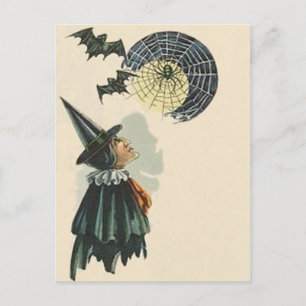 Hexspinne Fledermaus Spinnennetz Spinnweb Vollmond Postkarte
