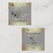 *~* Hexy Hand Gold Schlange Moon Magic Boho Grau Quadratische Visitenkarte (Vorne/Hinten)