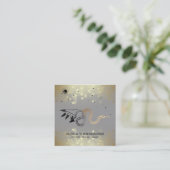 *~* Hexy Hand Gold Schlange Moon Magic Boho Grau Quadratische Visitenkarte (Stehend Vorderseite)
