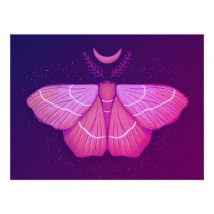 Hexy Moth Butterfly Lila Magical Insect Poster