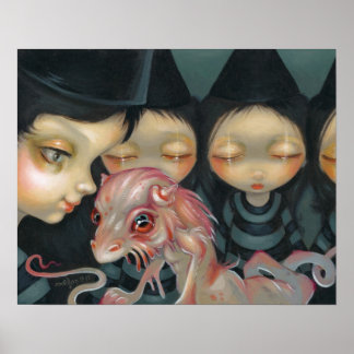Hexy Sisters Der Pet ART DRINT Halloween Drache Poster