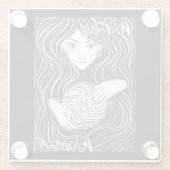 Hexy Woman Artistic Black and White Glasuntersetzer (Rückseite)