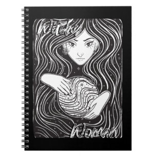 Hexy Woman Artistic Black and White Notizblock