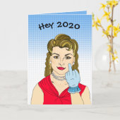 Hey, 2020, Kiss meinen Hintern Funny New Year's Karte (Gelbe Blume)