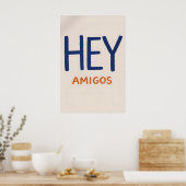 Hey Amigos Poster, Minimalistischer spanischer Zit Poster (Küche)