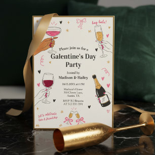 Hey Babe Galentines-Einladung Goldrahmen Einladung