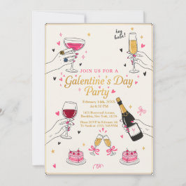 Hey Babe Galentines Party Wine Cake Einladung