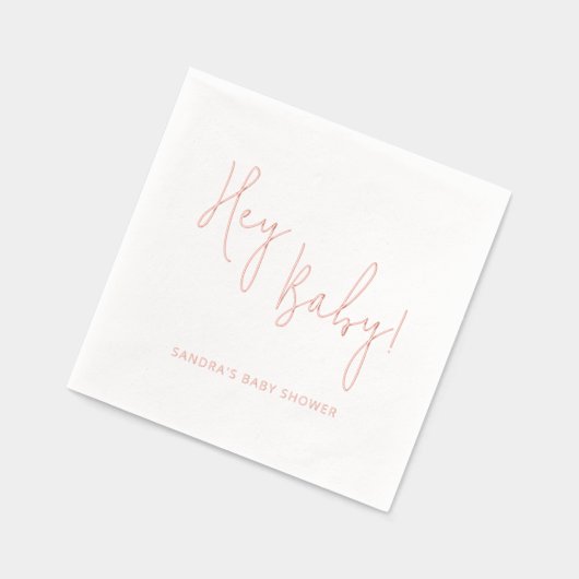 Hey Baby Personalisiert Name Modern Script Servietten Mit Folie (Links)