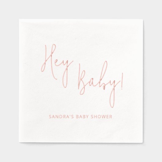 Hey Baby Personalisiert Name Modern Script Servietten Mit Folie (Vorderseite)