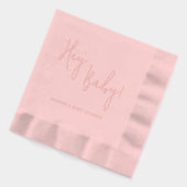 Hey Baby Personalisiert Name Modern Script Servietten Mit Folie (Links)