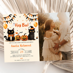 Hey Boo! Black Cat Halloween Kinderdusche Einladung