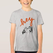 Hey Boo Black Orange Funny Halloween Ghost-Kind Tri-Blend Shirt (Vorderseite)
