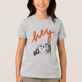 Hey Boo Black Orange Funny Halloween Ghost-Kind Tri-Blend Shirt (Vorderseite)