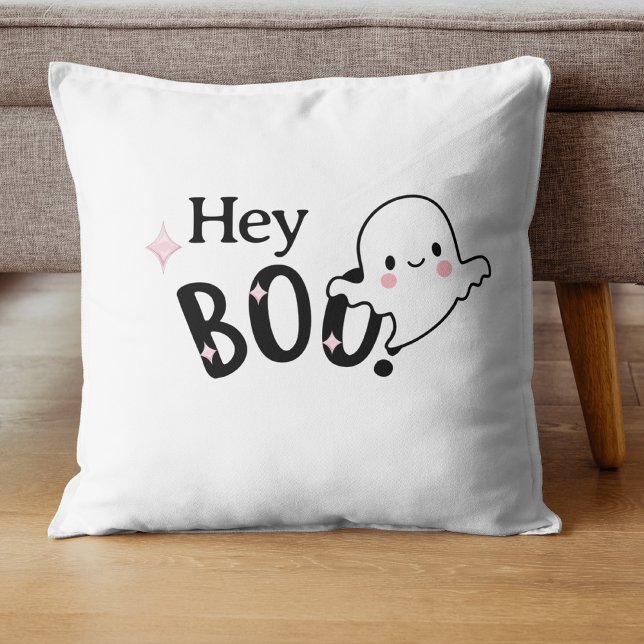Hey Boo Black und pink Funny Halloween Ghost Kissen (Von Creator hochgeladen)