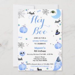 Hey Boo Blue Ghost Halloween Geburtstag Einladung