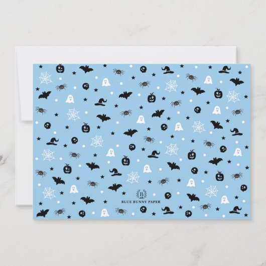 Hey Boo! Blue Halloween Ghost Boy Birthday Einladung (Rückseite)