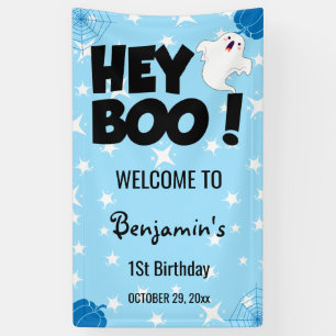 Hey Boo Blue Halloween Ghost Geburtstagsparty Banner