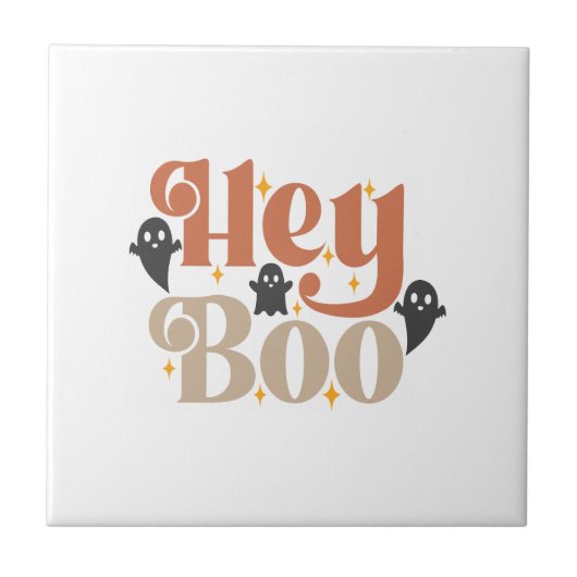 Hey Boo Boho Halloween Hey Boo Geist Fliese (Vorderseite)